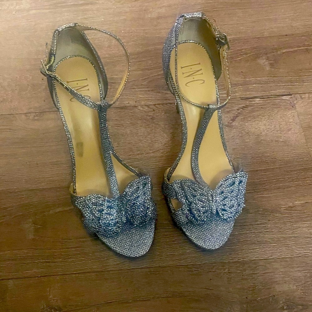 INC International Concepts Women's Sparkling Silver Heels